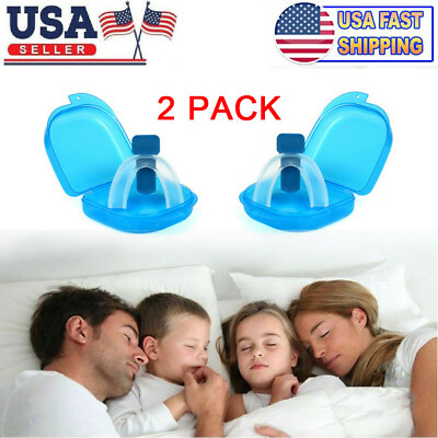 #ad 2 X Stop Snoring Mouthpiece Apnea Aid MouthGuard Sleep Bruxism Snore Guard Grind $7.71