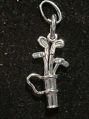 #ad STERLING SILVER WHIMSICAL 3D GOLF BAG DANGLE CHARM $12.00