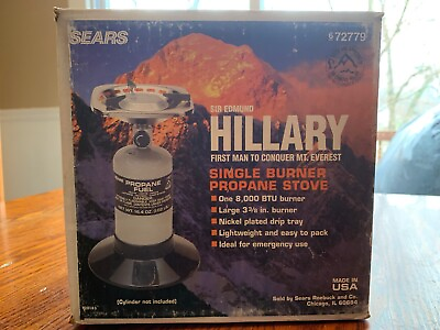 #ad Sears Sir Edmund Hillary Single Burner Propane Tank Camping Portable Stove 72779 $39.99