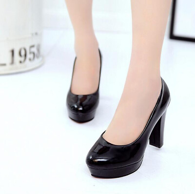#ad Classic Womens Platform High Heels Round Toe Slip On Pumps Office Lady Shoes $26.67