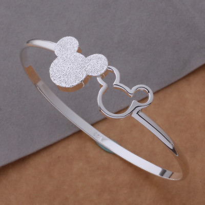#ad Mickey Mouse Jewelry Fashion Jewelry Silver Colored Bangle Bracelet 35 3 $13.45