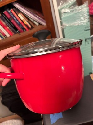 #ad Lightly Used Bright Red Cooking Pot $10.00