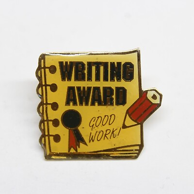 #ad Writing Award Good Work Pin Lapel School Enamel Collectible $2.98