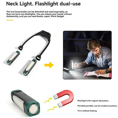 #ad Work Light Neck Lamp Reading Light Soft Hose Neck Magnetic Detachable Flashlight $30.43