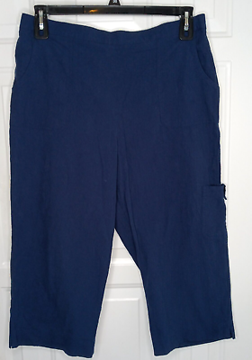 #ad Alfred Dunner Women#x27;s Size 12 Cotton Comfy Capri Pants Side Pocket Elastic Waist $13.89