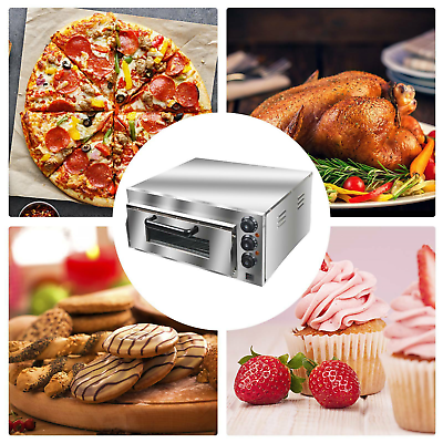 #ad 2000W Commercial Electric Pizza Oven Toaster Single Deck Broiler Stainless Steel $175.99