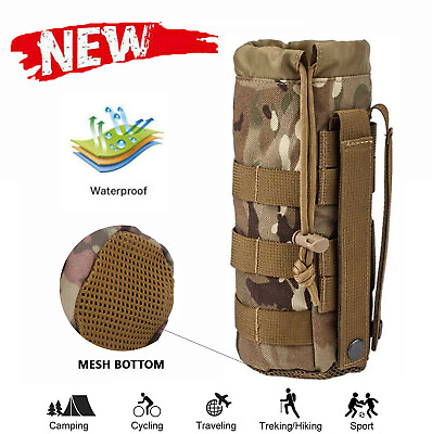 #ad Camouflage Military Water Bottle Pouch Holder Tactical Kettle Molle Pack Bags US $9.98