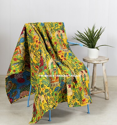 #ad Indian Handmade Floral Kantha Quilt Throw Reversible Sofa Blanket Cotton $41.99