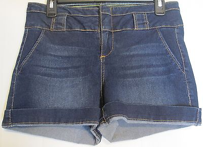 #ad One 5 One casual dark wash stretchy denim blue jean shorts ladies size 4 $14.99