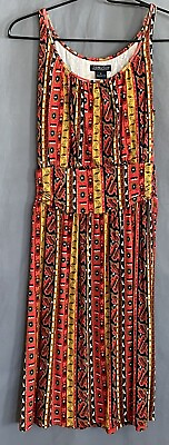 #ad Lucky Brand A Line Dress Multicolor Southwest Aztec Stripes Size S Sleeveless $13.96