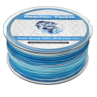 #ad Reaction Tackle Braided Fishing Line Braid Blue Camouflage 4 and 8 Strands $15.99