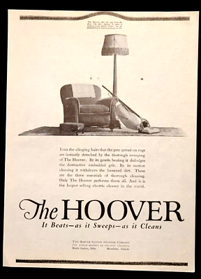 #ad Hoover Suction Sweeper Electric Cleaner 1920 Vintage Ad $8.32