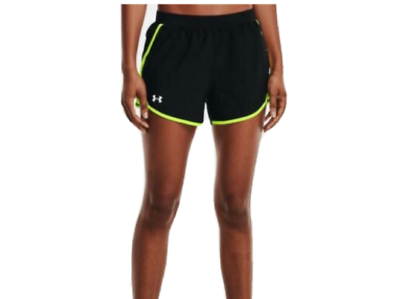 #ad Under Armour Shorts Womens UA Fly By Black Yellow Reflective Large or XL $22.99