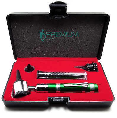 #ad Limited Edition New ENT Otoscope Green Handle 14 Speculas Examination Set $15.31
