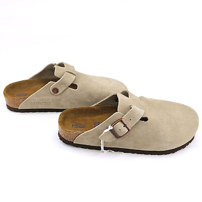#ad Birkenstock Boston Soft Footbed Suede Leather Slide Clogs Taupe Medium Shoes 37 $89.25