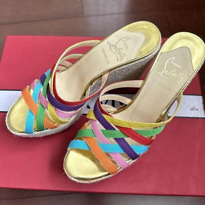 #ad Christian Louboutin Sandals IT Size 37 Wedge Sole Rainbow Color red sole lipper $232.11