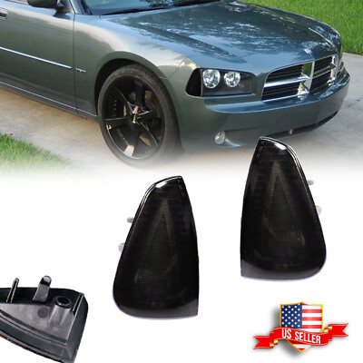 #ad Smoked Lens Corner Parking Marker Signal Lights Housings For 06 10 Dodge Charger $20.99