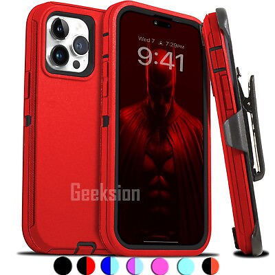#ad For iPhone 15 14 13 12 11 Plus Pro Max Shockproof Rugged Heavy Duty Case Clip $9.99