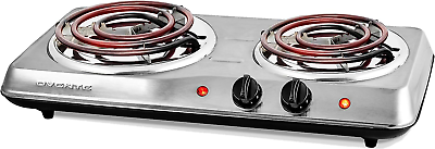 #ad Electric Countertop Double Burner 1700W Cooktop with 6quot; and 5.75quot; Stainless Ste $33.94