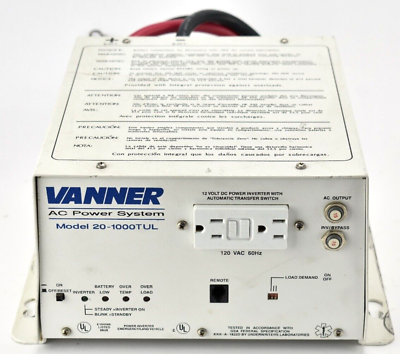 #ad Vanner Inverter Charger 20 1000TUL.2 AC Power System 120VAC 8.7A 120VAC 30A $399.99