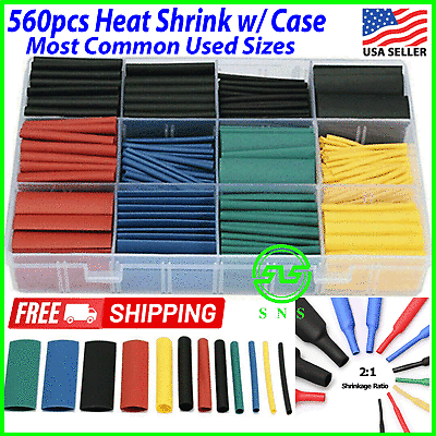 #ad 560Pcs HEAT SHRINK TUBING Insulation Shrinkable Tube 2:1 Wire Cable Sleeve W BOX $7.99