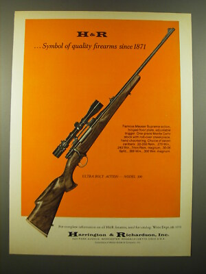 #ad 1970 Harrington amp; Richardson Ultra Bolt Action Model 300 Rifle Advertisement $19.99