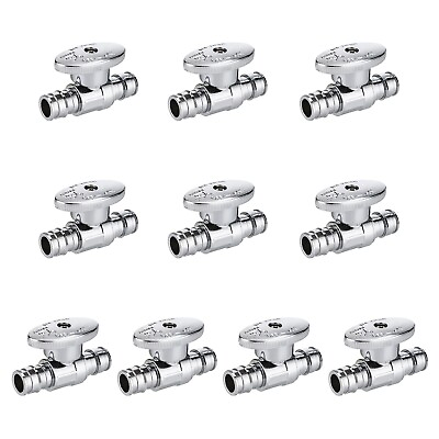 #ad EFIELD 10 PCS 1 2quot; X 1 2quot; PEX A BRASS 1 4 TURN STRAIGHT STOP VALVE LEAD FREE $48.99