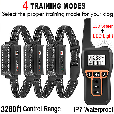 #ad Dog Shock Training Collar Rechargeable Remote Control IPX7 Waterproof LCD Screen $49.99