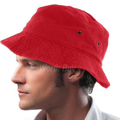 #ad New Bucket Hat Cap Fishing Boonie Brim Visor Sun Summer Mens Womens Camping Red $9.95