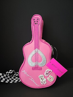 #ad BETSY JOHNSON Pink Rock Guitar Crossbody Bag NWT Western Theme $65.00