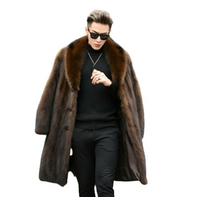 #ad New Winter Men#x27;s Mink Fur Coat Furry Outwear Parka Long sleeve Thick Warm New L $230.22