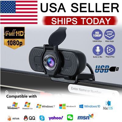 1080P Full HD USB 2.0 Webcam for PC Desktop amp; Laptop Web Camera with Microphone $10.91