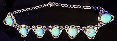 #ad #ad Rare Vintage Turquoise Blue Silver Tone Choker Necklace $29.98