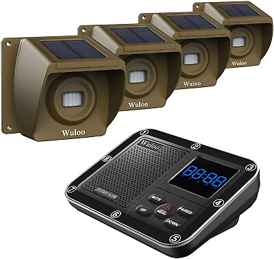 #ad Wuloo Driveway Alarm Wireless System Solar Power Motion Sensor for Home Security $101.11