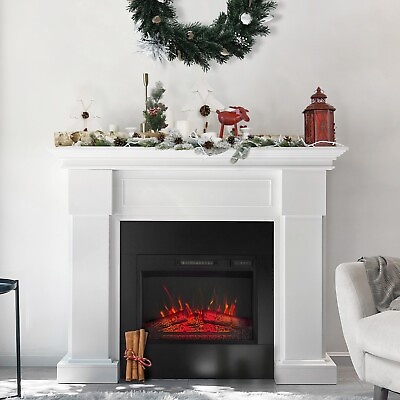 55quot; White Electric Fireplace with Mantel with Remote Control amp;LED Flame Effects $639.99