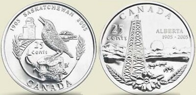 #ad Set of 2005 Alberta and Saskatchewan Centennial Quarters. UNC 25 Cents C $1.50