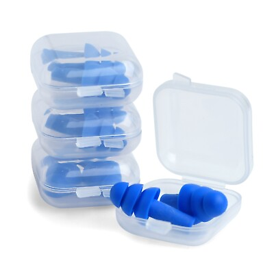 10 Pair Silicone Ear Plugs in Plastic Cases NRR 28dB Soft Reusable Waterproof $6.95