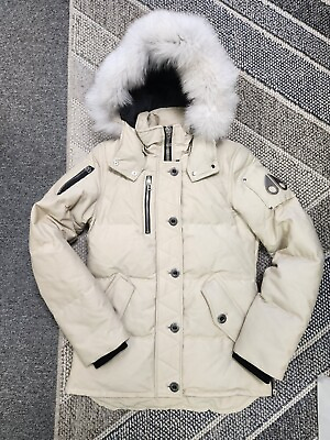 Moose Knuckles Original 3Q Jacket Mens SLIM Down Coat Fox Fur Bone Beige Small $639.99