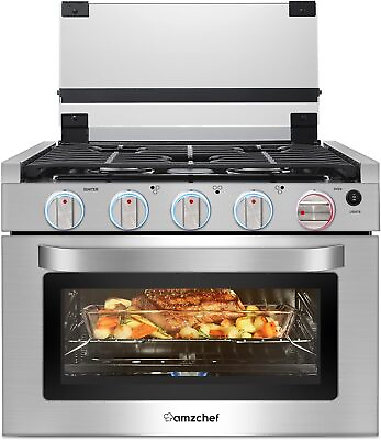 #ad AMZCHEF 17quot; Gas Range Stove for RV Use 3 Burners 1.24 Cu.Ft. 28100BTU $965.22