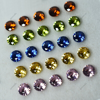 #ad 10 Pcs 5x5 MM Natural Sapphire Mix Color Round Lot CERTIFIED Gemstone $13.11
