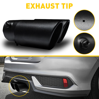 #ad For 1.5quot; 2.4quot; Straight Pipe Black Dual Outlet Exhaust Tip Tail Muffler Tip New $18.99