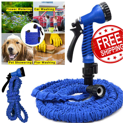#ad Expandable Flexible Garden Water Hose Pipe w Spray Nozzle 255075100FT $13.29