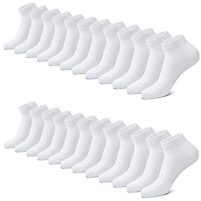 #ad 3 12 Pairs Mens Plain Solid Cotton Sports Ankle Athletic Socks Low Cut Size 9 13 $16.88
