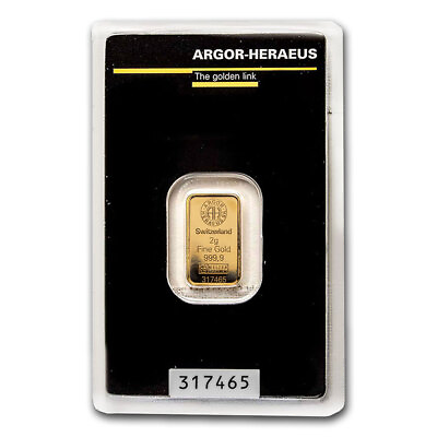 #ad 2 gram Gold Bar Argor Heraeus In Assay $190.12