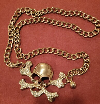#ad Skull Crossbones HotBuckle Heavy Bling Chain Necklace $19.95