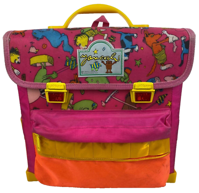 #ad Janosch Kids Travel Hard Case Backpack Pink Reflective Vintage 1994 RARE $49.99