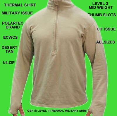 #ad POLARTEC GEN 3 L2 COLD WEATHER WAFFLE SAND TAN SHIRT THERMAL PULLOVER ALL SIZES $33.29