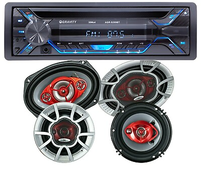 #ad Gravity Car CD Player w Bluetooth AM FM USB SD Soundxtreme 6.5 amp; 6X9 Speaker $129.99