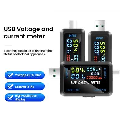 Type C USB TesterS Capacity Voltmeter Current Meter Charge Ammeter Power Voltage $4.57
