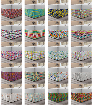 #ad Ambesonne Colorful Bedskirt Elastic Wrap Around Skirt Gathered Design $39.99